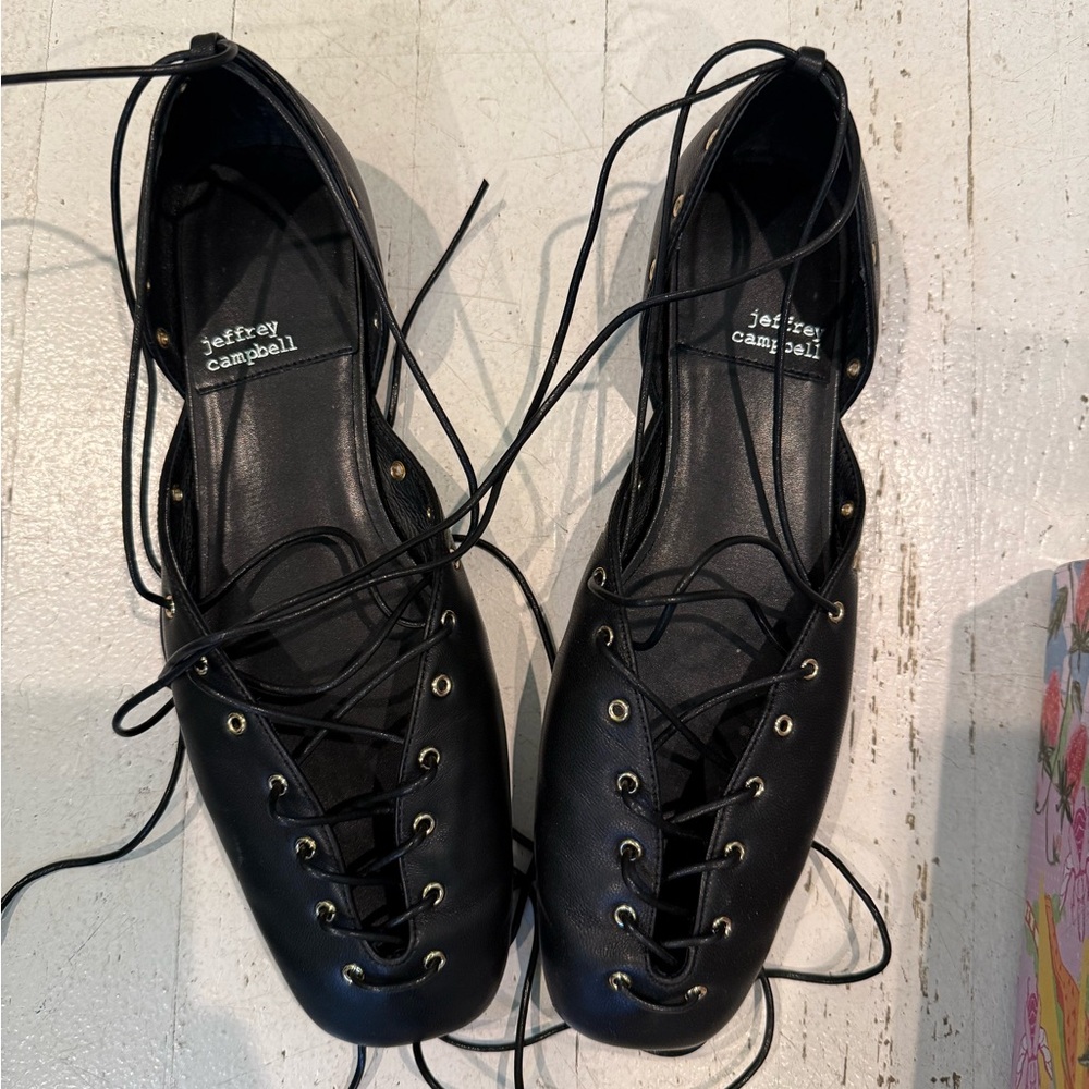 Free People Black Lace-Up Flats